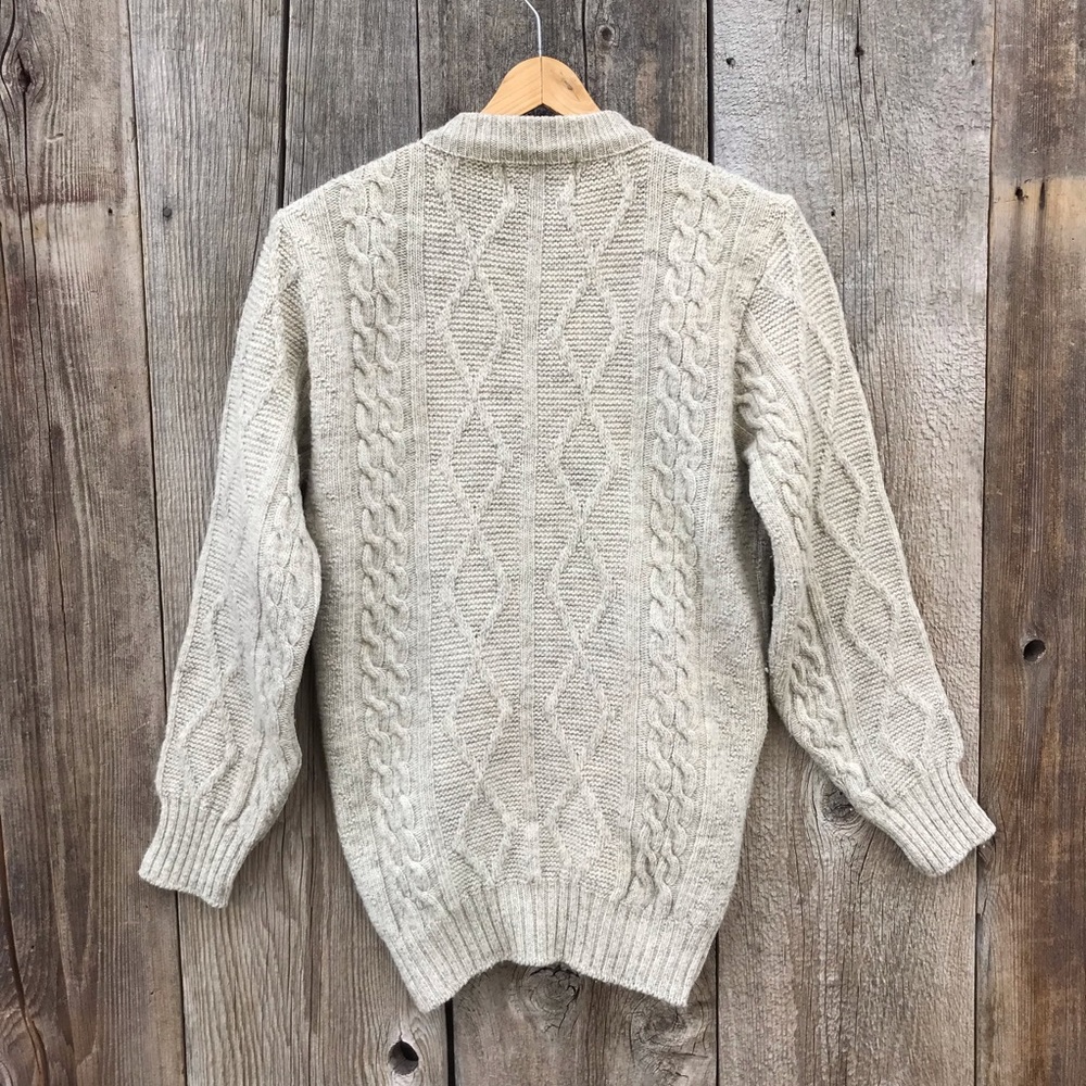 VTG Cableknit Fisherman’s Sweater Cardigan Montana Woolen Shop, size Medium - Picture 4 of 6